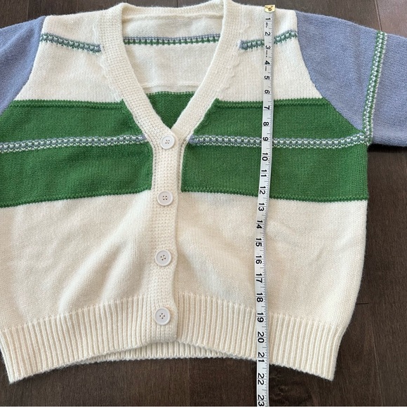 Cider Green and Blue Striped Cardigan - Picture 4 of 6